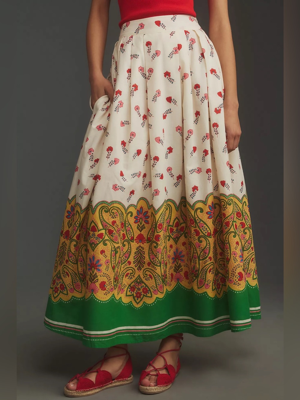 NWT Anthropologie Banjanan Deena Maxi Cotton Floral Bohemian Skirt Size Small